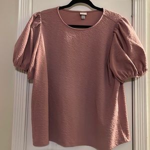 A New Day Puff Sleeve Woman’s Top Rose Pink Blouse Size XXL